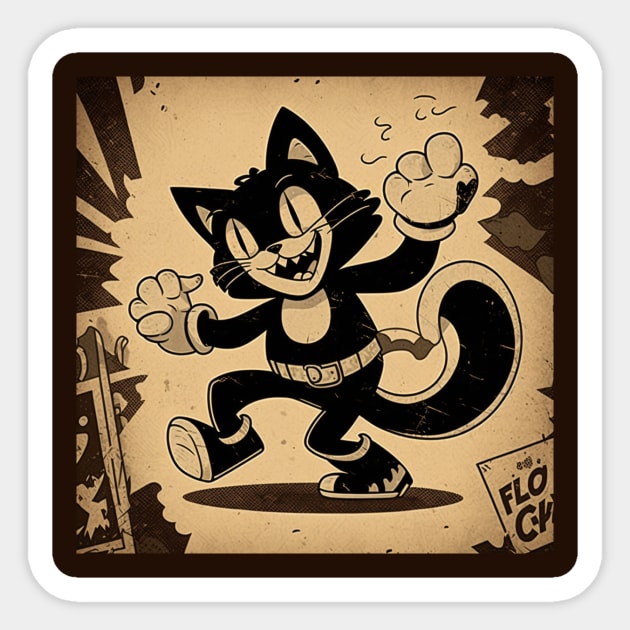 Funny Vintage illustration of Felix The Cat Sticker by KOTYA